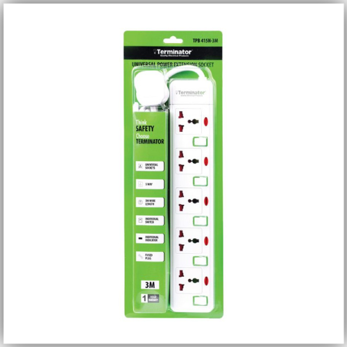 Extension Lead 5 Way Socket 3M - TPB 415N-3M