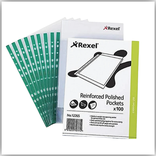 Rexel Clear Pocket A4 11 Holes 80 Microns 100/box