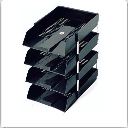 FIS Plastic Office Tray 4-Layers 368X251X68mm, Black