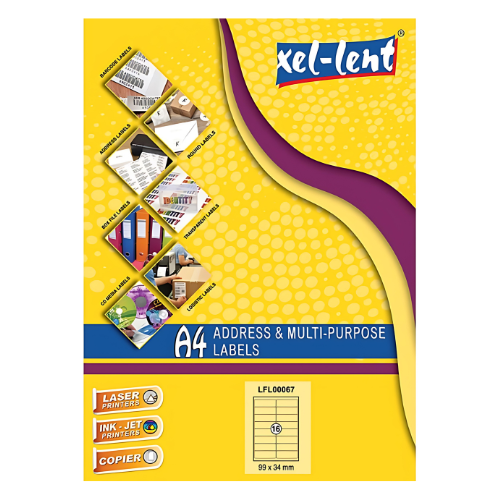 Xel-lent A4 Label-Sheet , 99 X 34 mm, 100 Sheets/Pack - LFL00067