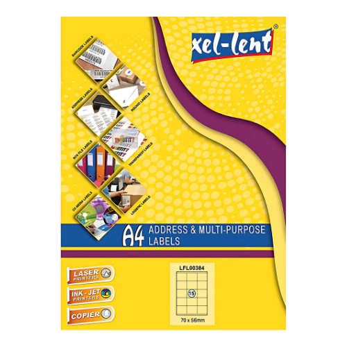 Xel-lent A4 Label-Sheet , 70 X 56 mm, 100 Sheets/Pack - LFL00384