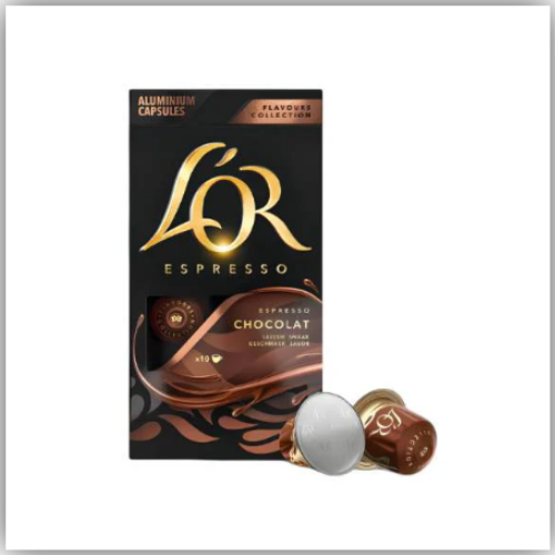 LOR Flavors Collection Chocolate Flavor Espresso Coffee Capsules, 10pcs/pack, 52g