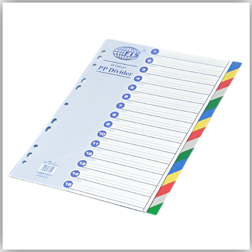 DIVIDER 15 COLOUR A4 PLASTIC FSDV314 FIS