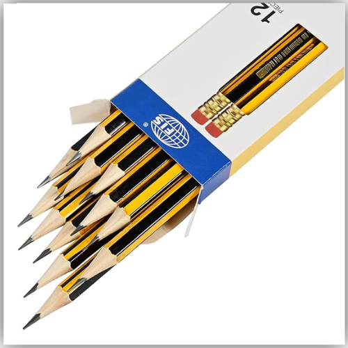FIS® HB Pencil with Eraser, Box of 12 Pieces Pencil,
