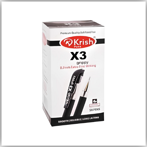 Krish X3 Ball Pen (0.7mm, Pack of 50 Pieces - Black