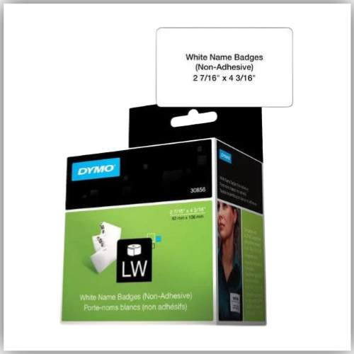 DYMO (30856) Name Badge Cards, White, 62 x 106 mm, [250 Cards/Roll]