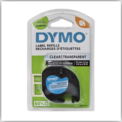 Dymo LetraTag Plastic Tape, 12mm X 4m, [Clear - 12267]