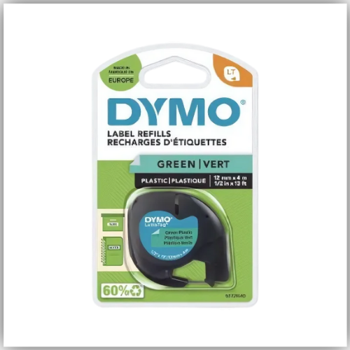 Dymo LetraTag Plastic Tape, 12mm X 4m, [Green - 91204]