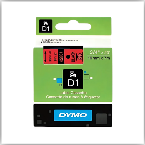 Dymo 45807, D1 Tape,19mm x 7m, Black on Red