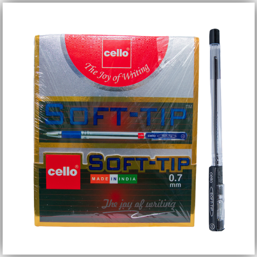 CELLO Soft-Tip 0.7 Pens BLACK 50'S, Softd7-50B