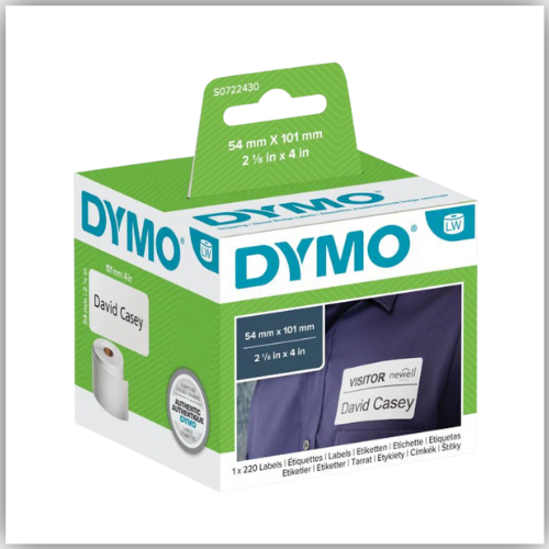 DYMO (99014) Shipping-Name Badge labels, White Paper, 101 x 54 mm, [220 Labels/Roll]