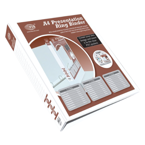 Presentation Binder, 4D A4 Size,35mm Ring Size, 2.50" Inches Spine with Clear PVC Pocket