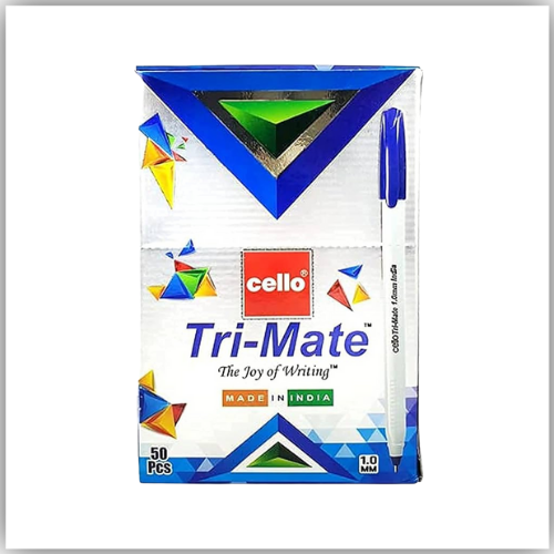 Cello Tri-Mate Ballpoint Pen, 1.0mm (50 Pieces, Blue)