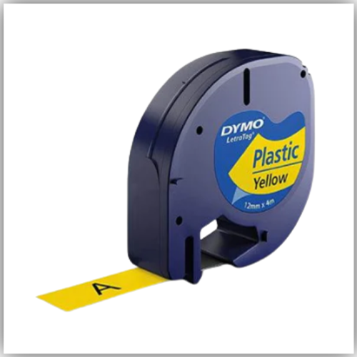 Dymo LetraTag Plastic Tape, 12mm X 4m, [Yellow - 91202]