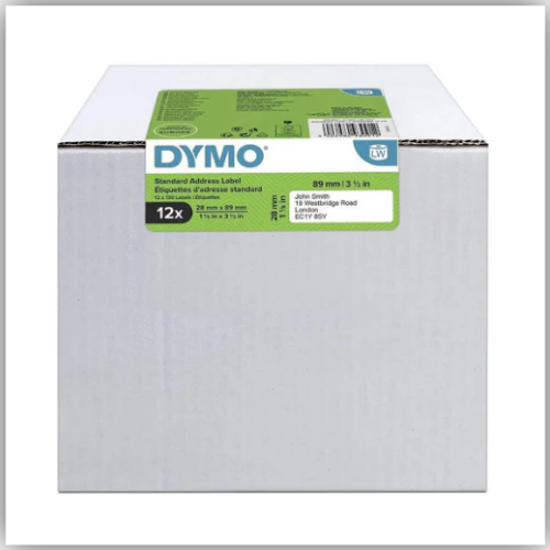 Dymo (DY2093091) Address Labels, White Paper, 28mm x 89mm, [12 x 130 Labels/Roll]