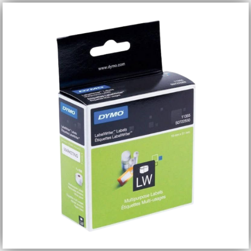 DYMO (11355) Multipurpose Labels, White Paper, 51 x 19 mm, [500 Labels/Roll]