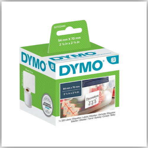 DYMO (99015) Large Multipurpose Labels, White Paper, 70 x 54 mm, [320 Labels/Roll]