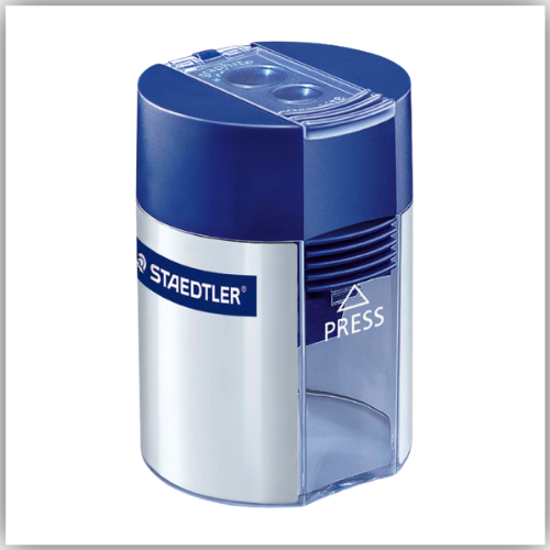 STAEDTLER Double Hole Pencil Sharpener, Two Holes for Standard & Large Pencils, Metal, Blue