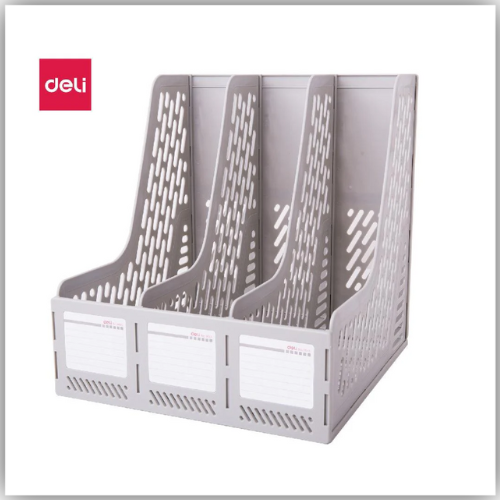 Deli E9845 Plastic Magazine Holder, Grey