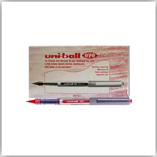 uni-ball UB-157 Eye Fine Rollerball Pens, RED Uni Super Ink, 7mm Nib, Box of 12