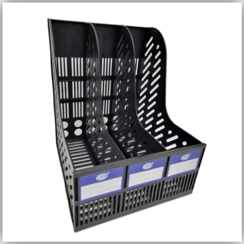 FIS 3 Racks Plastic Magazine Holder, Black [2032]