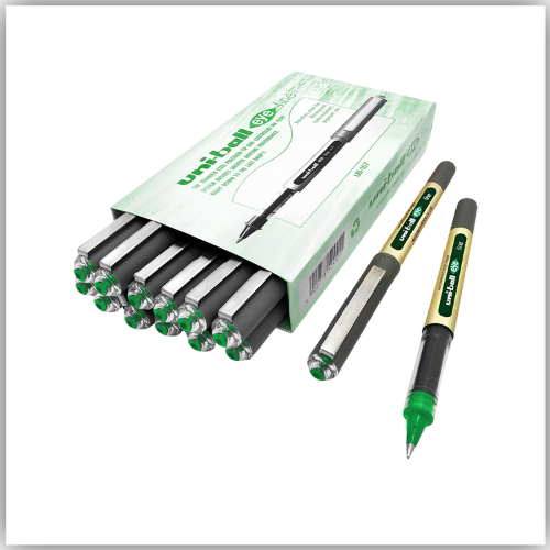 Uni-ball UB-157 Eye Fine Rollerball Pens, GREEN Uni Super Ink, 7mm Nib, Box of 12