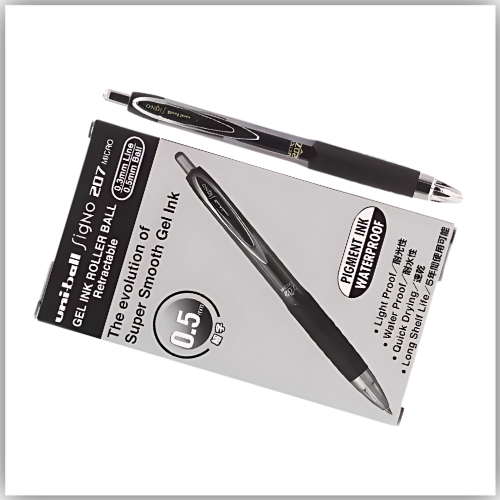 Uni-Ball Signo 207 BLACK Gel Pen 12Pcs UMN207