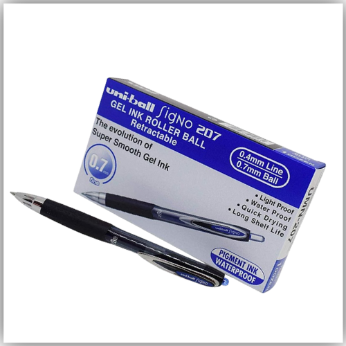 Uni-Ball Signo 207 Blue Gel Pen 12Pcs UMN207