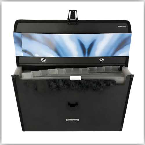 Folder mate Style Plus Expanding File Holder with Handle, FE-136-BK, Black
