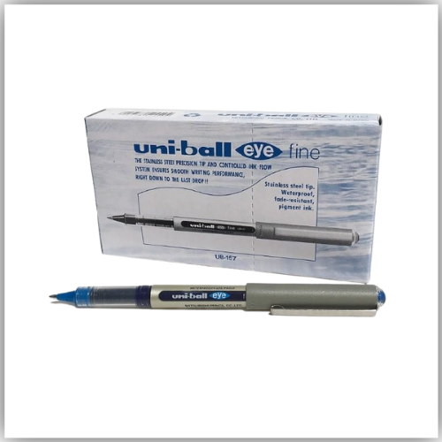 uni-ball UB-157 Eye Fine Rollerball Pens, Blue Uni Super Ink, 7mm Nib, Box of 12