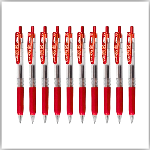 Zebra Sarasa- Rollerball Gel Ink Pen, 1.0mm, RED 1X10