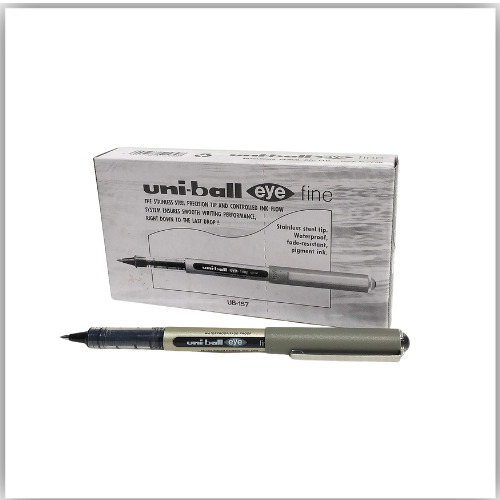 uni-ball UB-157 Eye Fine Rollerball Pens, BLACK Uni Super Ink, 7mm Nib, Box of 12