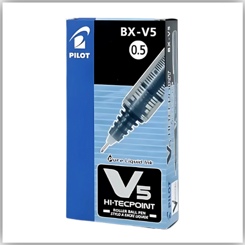 Pilot V5 Liquid Ink Rollerball 0.5 mm Tip (1X12) - BLACK