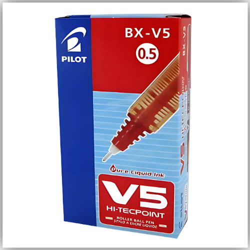 Pilot V5 Liquid Ink Rollerball 0.5 mm Tip (1X12) - RED