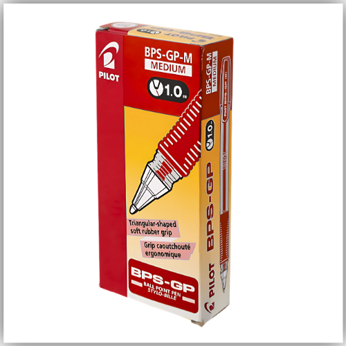 Pilot BPS-GP-M-L Grip Ballpoint 1.0 mm Tip (Pack of 12) - Red