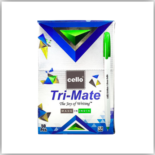 Cello Tri-Mate Ballpoint Pen, 1.0mm (50 Pieces, GREEN)