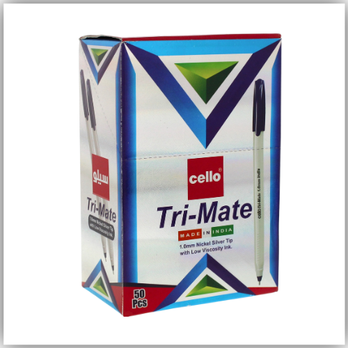 Cello Tri-Mate Ballpoint Pen, 1.0mm (50 Pieces, BLACK)