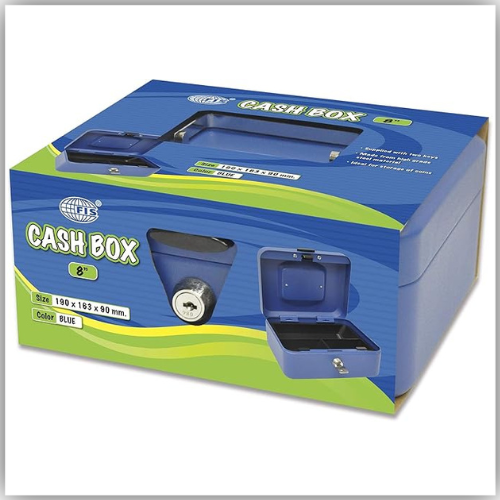 FIS Cash Box/jewerly safe Steel Blue Color With key lock, size:20x16x9 cm, 8 Inch Lock Size - FSCPTS0X30B