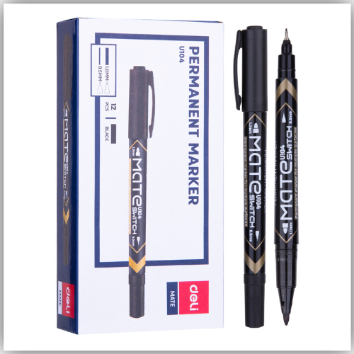 Deli Twin Marker - Pack of 12 Pieces (Black)