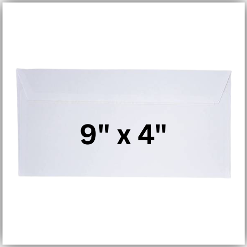 White Envelopes, 4” x 9" Peel & Seal 80gsm, pack of 50