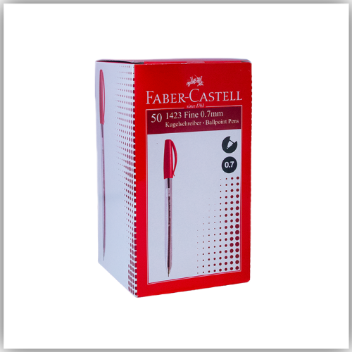 FABER-CASTELL 1423 BALL PEN 0.7MM BOX OF 50PC - RED