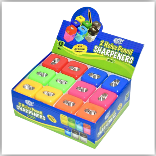 FIS Pencil Sharpeners 2 Holes, Square Shape