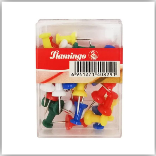 FLAMINGO PUSH-PINS 30 PIECES ASSORTED