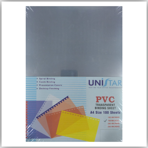 PVC Binding Cover A4 100 Pcs/Pack Clear