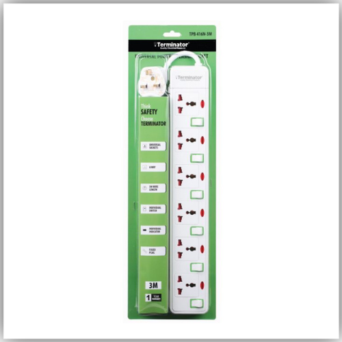 Extension Lead 6 Way Socket 3M - TPB 416N-3M