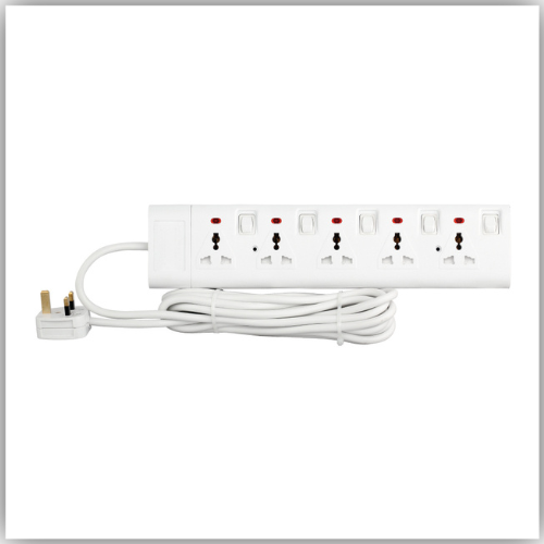 Extension Lead 5 Way Socket 5M With Individual Switch &amp; Indicator -  TPB 725-5M