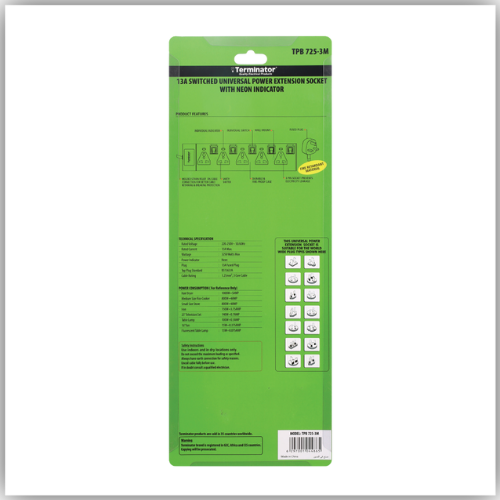 Extension Lead 4 Way Socket 3M With 4 USB (2 USB-A &amp; 2 USB-C, - TPB 764UAC-3M