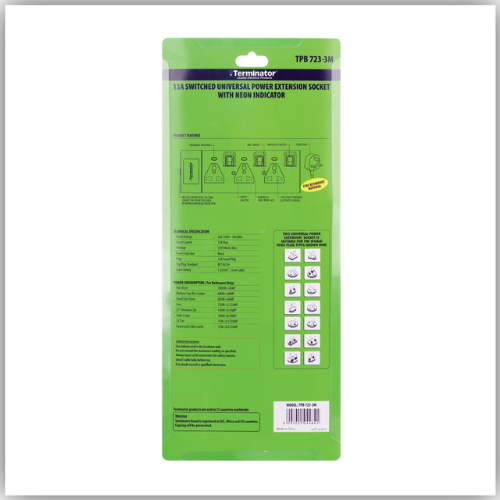 Extension Lead 3 Way Socket 3M With Individual Switch &amp; Indicator - TPB 723-3M