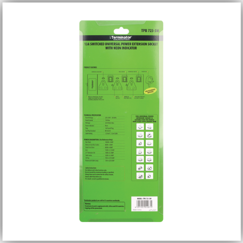 Extension Lead 3 Way Socket 5M With Individual Switch &amp; Indicator -  TPB 723-5M