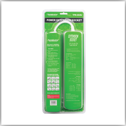 Extension Lead 4 Way Socket 3M With 2 USB, Individual Switches, Indicators - TPB 854U